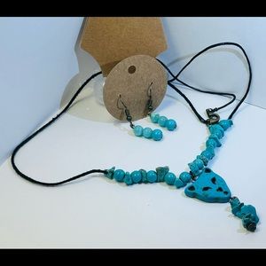 Turquoise Tiger necklace and earring set handmade